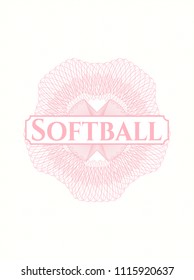 Pink passport rossete with text Softball inside