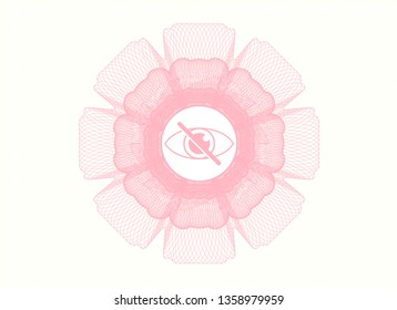 Pink passport style rosette with blind icon inside