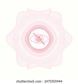 Pink passport style rosette with blind icon inside