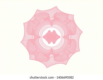 Pink passport style rosette with business meeting teamwork icon inside