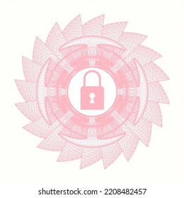 Rosette estilo pasaporte rosa. con icono de bloqueo cerrado dentro