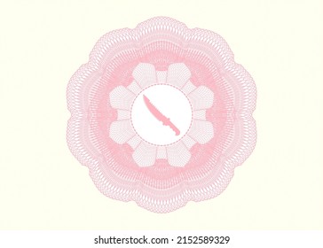 Rosette estilo pasaporte rosa. con icono de cuchillo de combate dentro