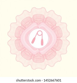 Pink passport style rosette with hand gripper icon inside
