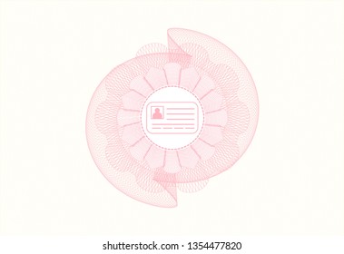 Pink passport style rosette with identification card icon inside