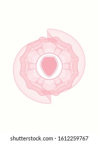Pink passport style rosette with shield icon inside