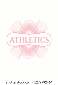 Pink passport style rosette with text Athletics inside