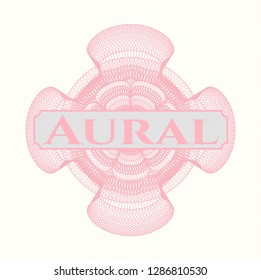 Pink passport style rosette with text Aural inside