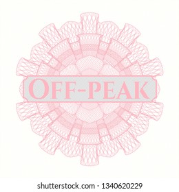 Pink passport style rosette with text Off-peak inside