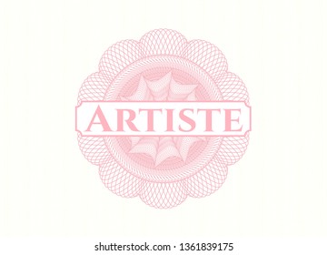 Pink passport style rosette with text Artiste inside
