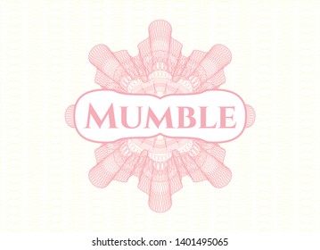 Pink passport style rosette with text Mumble inside