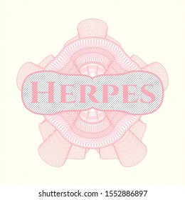 Pink passport style rosette with text Herpes inside