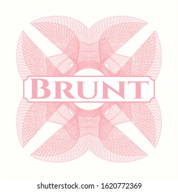 Pink passport style rosette with text Brunt inside