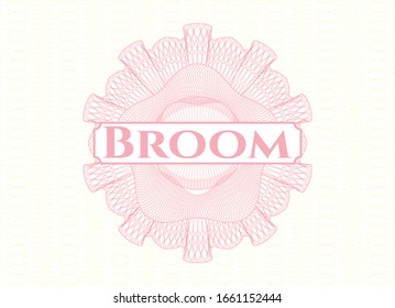 Rosette estilo pasaporte rosa con texto Broom interior