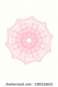 Pink passport style rosette. Vector Illustration. Detailed.