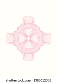 Pink passport style rosette. Vector Illustration. Detailed.