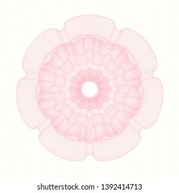 Pink passport style rosette. Vector Illustration. Detailed.