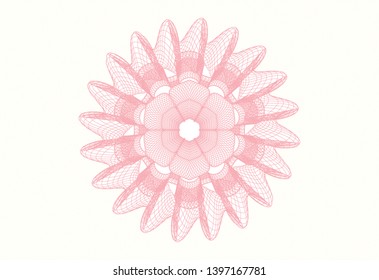 Pink passport style rosette. Vector Illustration. Detailed.