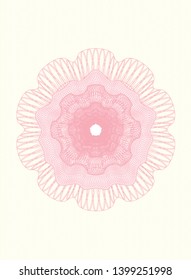 Pink passport style rosette. Vector Illustration. Detailed.