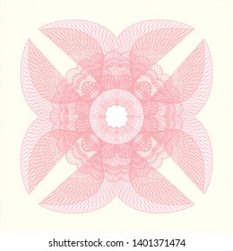 Pink passport style rosette. Vector Illustration. Detailed.