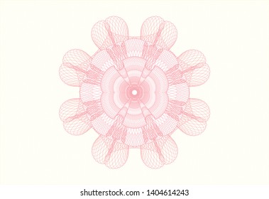 Pink passport style rosette. Vector Illustration. Detailed.
