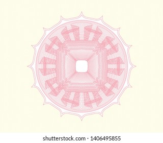 Pink passport style rosette. Vector Illustration. Detailed.