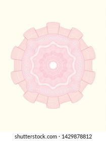 Pink passport style rosette. Vector Illustration. Detailed.