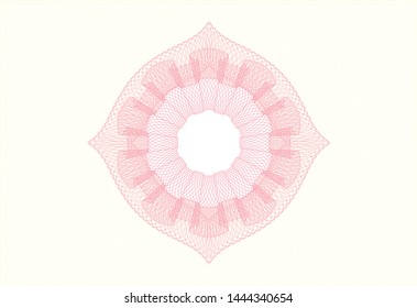 Pink passport style rosette. Vector Illustration. Detailed.