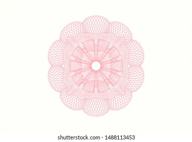 Pink passport style rosette. Vector Illustration. Detailed.