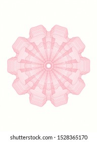 Pink passport style rosette. Vector Illustration. Detailed.