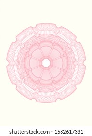 Pink passport style rosette. Vector Illustration. Detailed.
