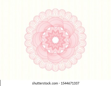 Pink passport style rosette. Vector Illustration. Detailed.