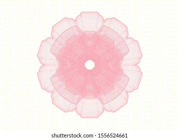 Pink passport style rosette. Vector Illustration. Detailed.