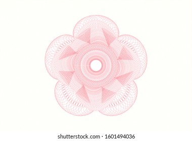 Pink passport style rosette. Vector Illustration. Detailed.