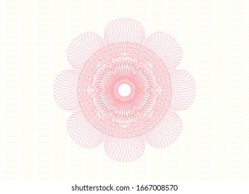 Pink passport style rosette. Vector Illustration. Detailed.
