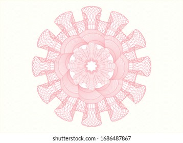 Pink passport style rosette. Vector Illustration. Detailed.