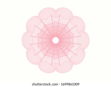 Pink passport style rosette. Vector Illustration. Detailed.