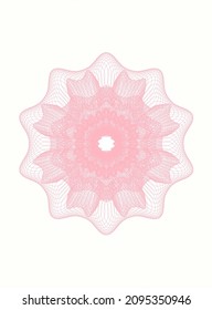 Pink passport style rosette. Vector Illustration. Detailed. 