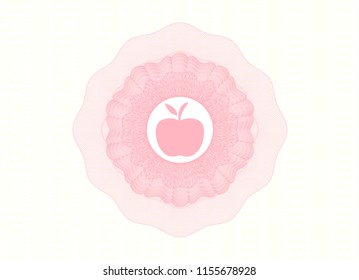 Pink passport style rossete with apple icon inside
