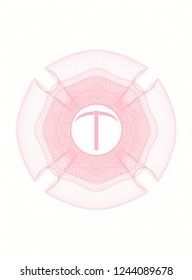 Pink passport style rossete with pickaxe icon inside