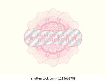 Pink passport style rossete with text Employee of the Month inside