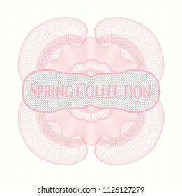 Pink passport style rossete with text Spring Collection inside
