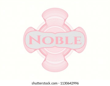 Pink passport style rossete with text Noble inside