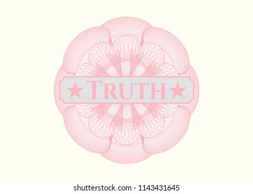 Pink passport style rossete with text Truth inside