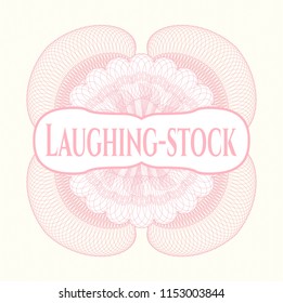 Pink passport style rossete with text Laughing-stock inside