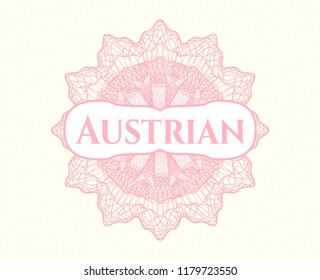 Pink passport style rossete with text Austrian inside