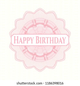 Pink passport style rossete with text Happy Birthday inside