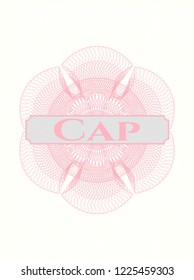 Pink passport style rossete with text Cap inside