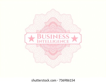 Pink passport style rossete with text Business Intelligence inside