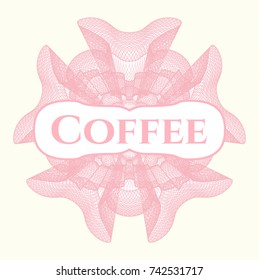 Pink passport style rossete with text Coffee inside