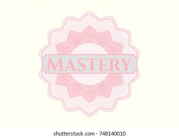 Pink passport style rossete with text Mastery inside